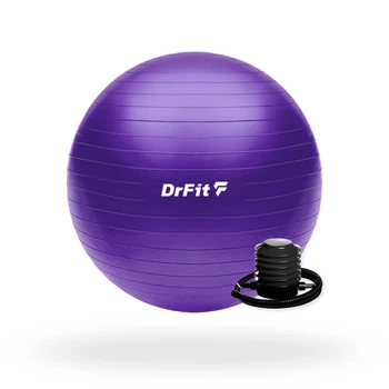 DrFit Piłka do ćwiczeń fitness i rehabilitacji z pompką elastyczna stabilizująca ø 55 fioletowa