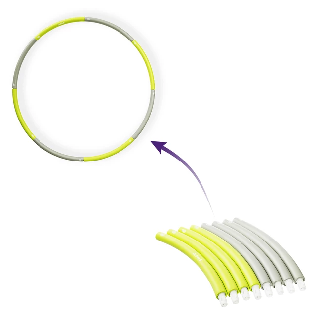 DrFit Hula hop gładkie składane koło treningowe 8-elementowe do modelowania sylwetki ø 100 cm szaro-zielone