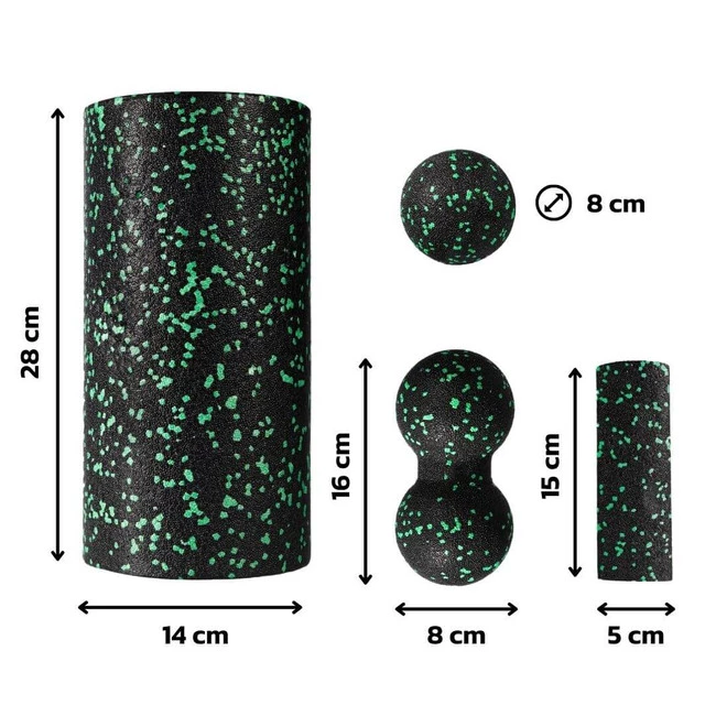 DrFit Zestaw piankowych rollerów do masażu i rehabilitacji - 4 elementy zielone kropki