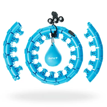 DrFit Hula hop składane z wypustkami i obciążeniem regulowane niebieskie