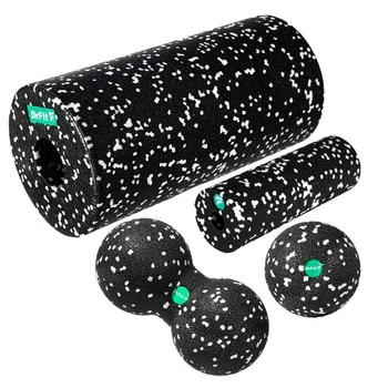 DrFit Zestaw piankowych rollerów do masażu i rehabilitacji - 4 elementy białe kropki