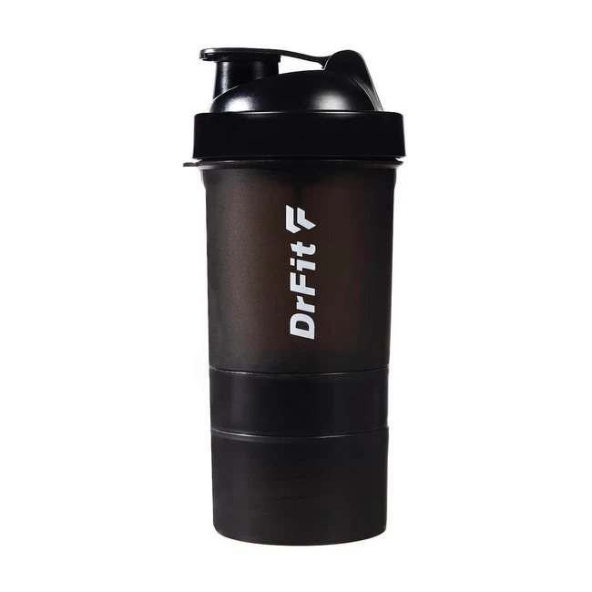 DrFit  Bidon shaker zestaw wieloelementowy 500 ml czarny