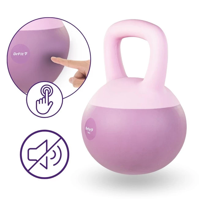 DrFit Kettlebell odważnik winylowy do ćwiczeń siłowych fioletowy 10kg
