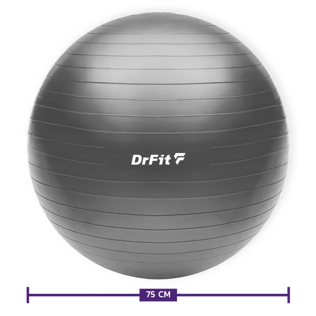 DrFit Piłka do ćwiczeń fitness i rehabilitacji z pompką elastyczna stabilizująca ø 75 szara