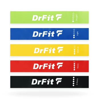 DrFit zestaw lateksowych gum oporowych do treningu i rehabilitacji - 5 sztuk
