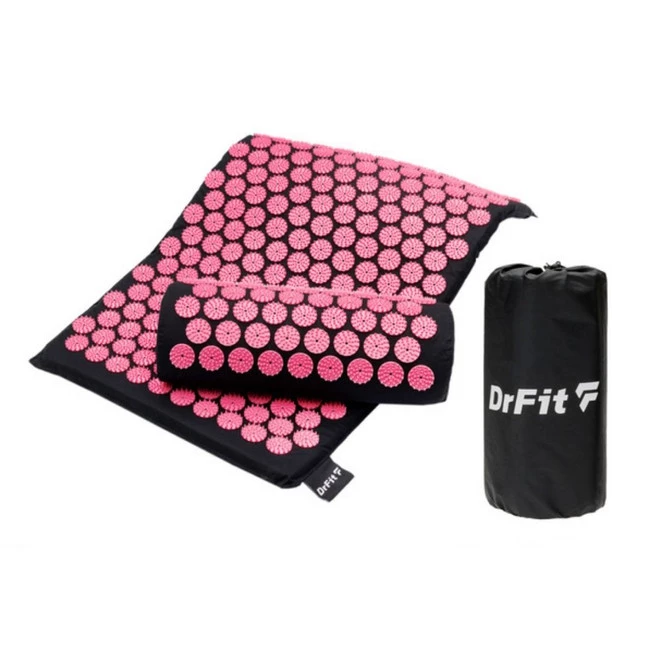 DrFit Mata do akupresury krótka z poduszką i torbą różowe igły