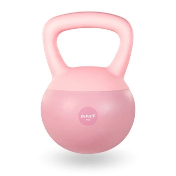 DrFit Kettlebell odważnik winylowy do ćwiczeń siłowych różowy 6 kg