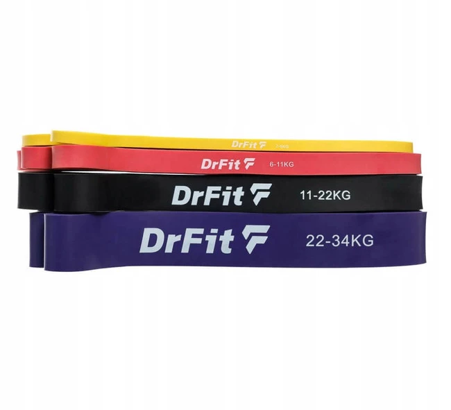Zestaw DrFit do treningu całego ciała – drążek 100 cm, taśmy Power Band, uchwyt Nordic/ABS, shaker 500 ml