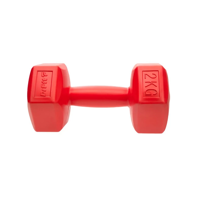 DrFit Hantle sześciokątne w kształcie heksagonów 2 kg czerwony (2 sztuki)