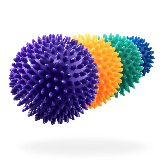 DrFit Twarde piłki z wypustkami sensorycznymi wytrzymałe - zestaw 4 piłek