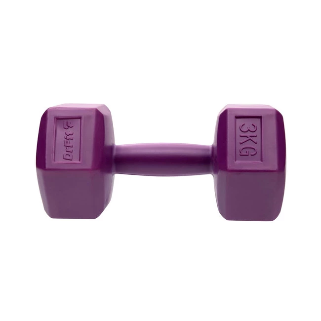 DrFit Hantle sześciokątne w kształcie heksagonów 3 kg fioletowe (2 sztuki)