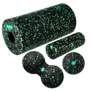 DrFit Zestaw piankowych rollerów do masażu i rehabilitacji - 4 elementy zielone kropki