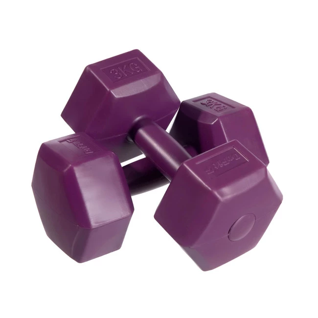DrFit Hantle sześciokątne w kształcie heksagonów 3 kg fioletowe (2 sztuki)