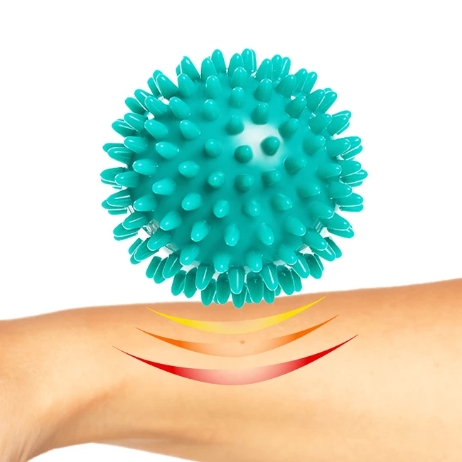 DrFit Twarda piłka rehabilitacyjna do masażu z wypustkami sensorycznymi ø 8 cm zielona