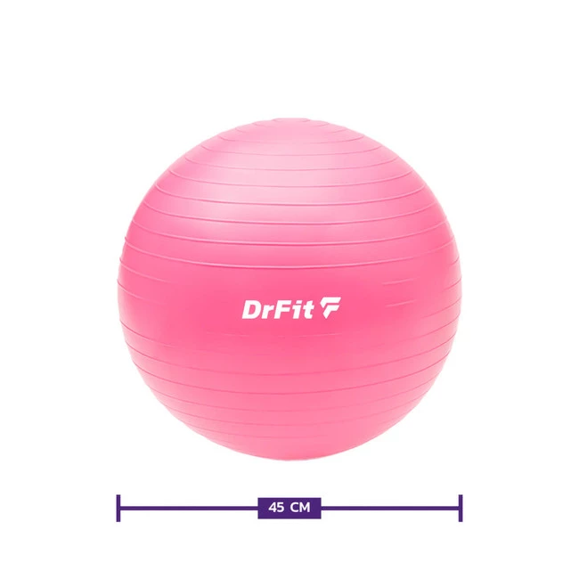 DrFit Piłka do ćwiczeń fitness i rehabilitacji z pompką elastyczna stabilizująca ø 45 różowa