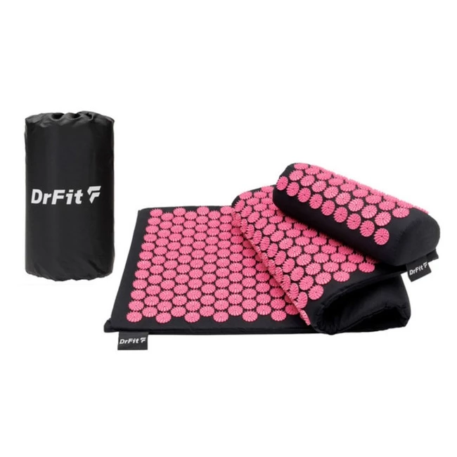 DrFit Mata długa do akupresury + poduszka i torba różowe igły