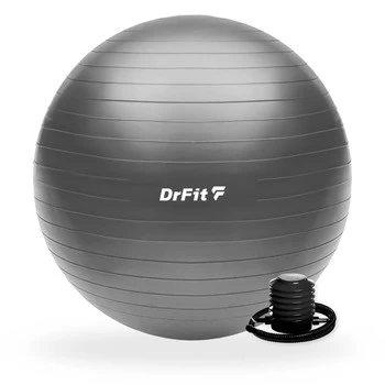 DrFit Piłka do ćwiczeń fitness i rehabilitacji z pompką elastyczna stabilizująca ø 75 szara