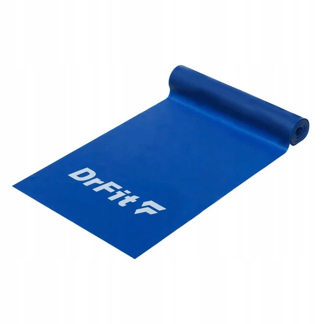 Niebieski zestaw treningowy - mata NBR, hantle, guma oporowa i gładki roller Travel