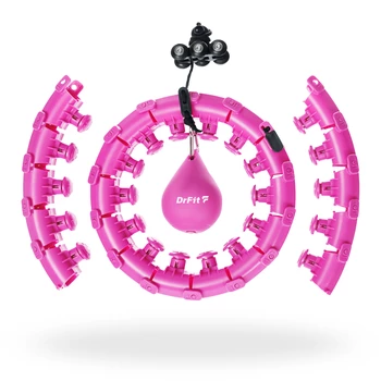 DrFit Hula hop składane z wypustkami i obciążeniem regulowane fioletowe