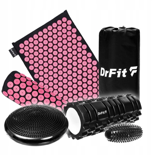Zestaw regeneracyjny - mata do akupresury, roller sensoryczny, roller z wypustkami, poduszka balansowa z wypustkami