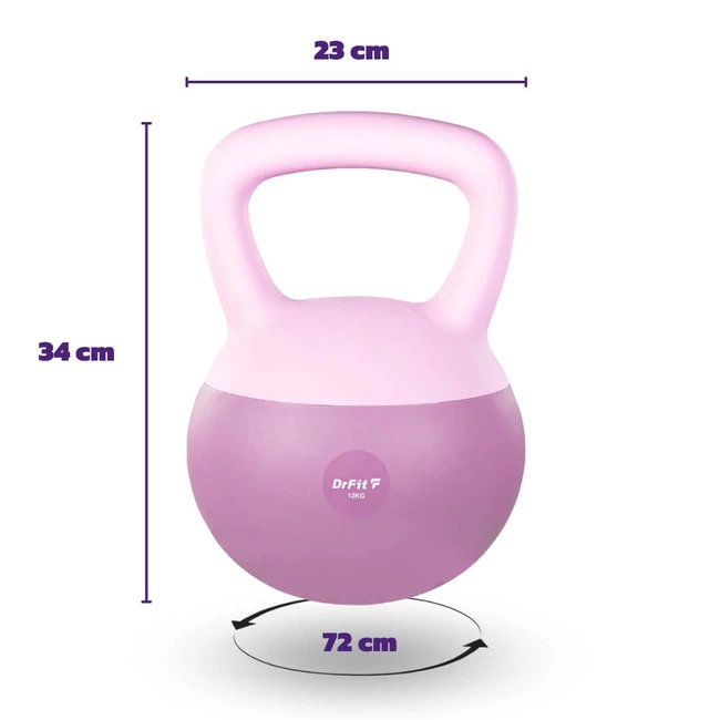 DrFit Kettlebell odważnik winylowy do ćwiczeń siłowych fioletowy 12kg