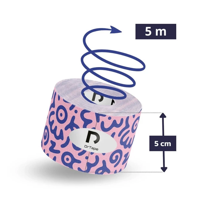 DrTape mocna wodoodporna taśma do tejpingu 5cm x 5m doodles różowo - niebieski