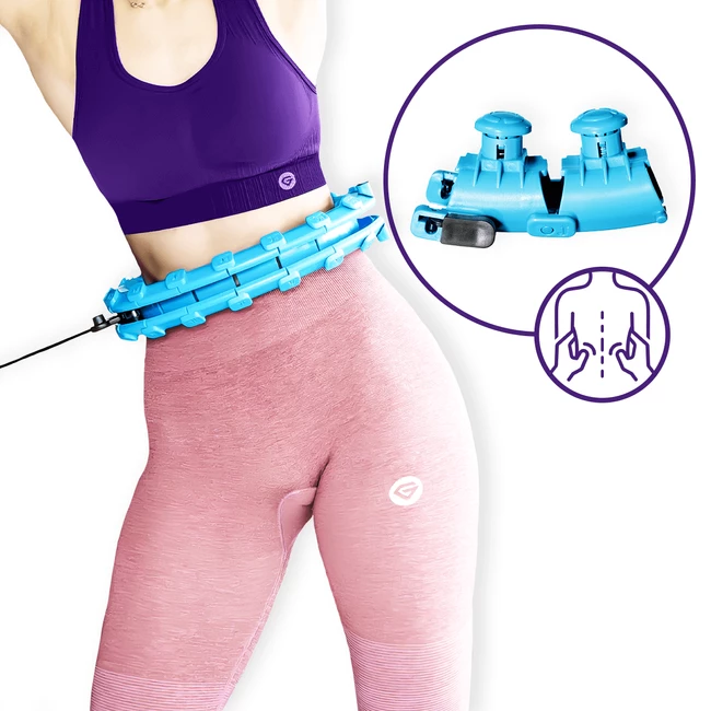 DrFit Hula hop składane z wypustkami i obciążeniem regulowane niebieskie