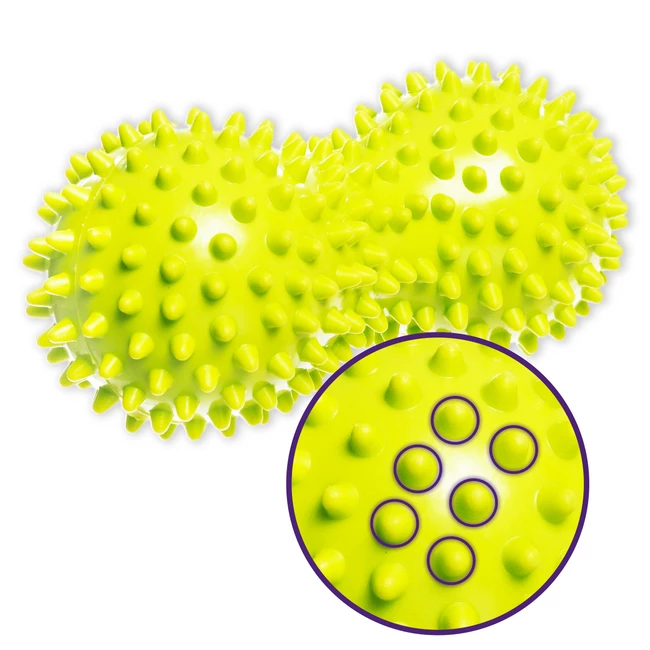 DrFit Podwójna piłeczka sensoryczna duoball z masującymi wypustkami zielona