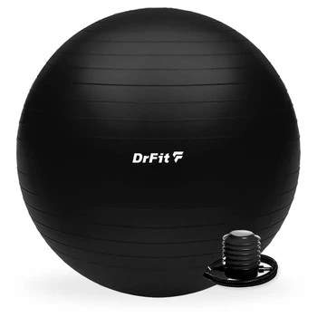DrFit Piłka do ćwiczeń fitness i rehabilitacji z pompką elastyczna stabilizująca ø 85 czarna