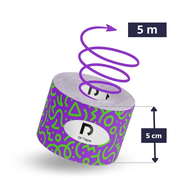 DrTape mocna wodoodporna taśma do tejpingu 5cm x 5m doodles fioletowo zielony