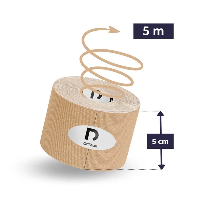 DrTape mocna wodoodporna taśma do tejpingu 5cm x 5m beżowa