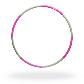 DrFit Hula hop gładkie składane koło treningowe 8-elementowe do modelowania sylwetki ø 100 cm szaro-różowe
