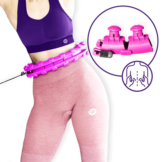 DrFit Hula hop składane z wypustkami i obciążeniem regulowane fioletowe
