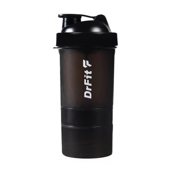 DrFit Bidon shaker zestaw wieloelementowy 500 ml czarny
