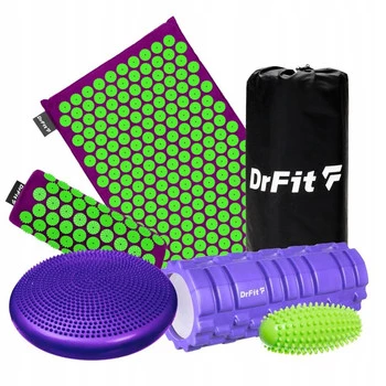 Zestaw regeneracyjny - mata do akupresury, roller sensoryczny, roller z wypustkami, poduszka balansowa z wypustkami