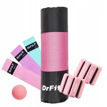 Zestaw DrFit do treningu i regeneracji – obciążniki, zestaw gum oporowych, piłka lacrosse, mata NBR