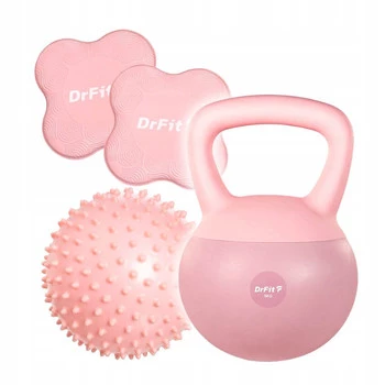 Zestaw DrFit do treningu siłowego i mobilizacji – kettlebell 8 kg, podkładki amortyzujące, piłka sensoryczna