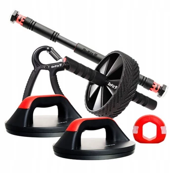 Zestaw DrFit 5-elementowy drążek, podpórki rotacyjne, trenażer szczęki, drążek, handgrip – trening siły, stabilizacji i chwytu w domu